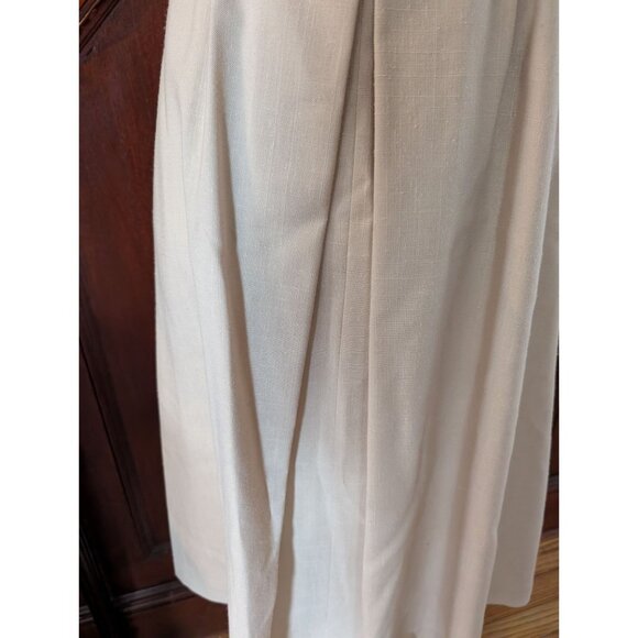 Vintage Cottage Tailor Beige Pleated Skirt With Brown Belt & Gold Chain Accent M - Picture 3 of 6
